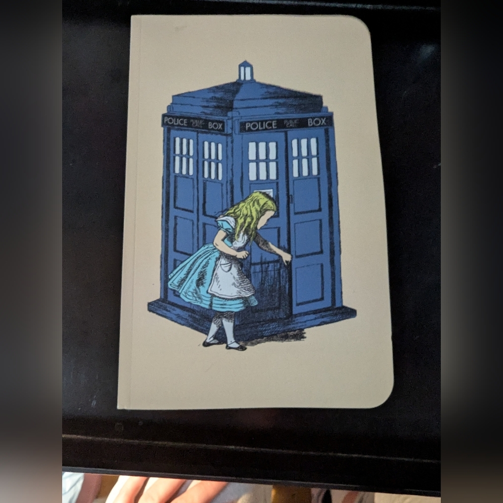 Blue and Cream Alice in Wonderland TARDIS Notebook